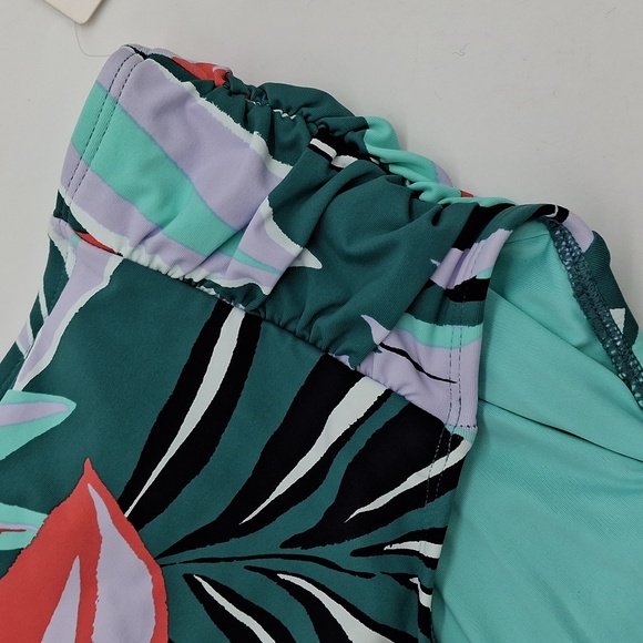 Anne Cole 2pc Zesty Tropical Halter Top Shirred High Waist Bottom Bikini Set XS - Picture 7 of 16